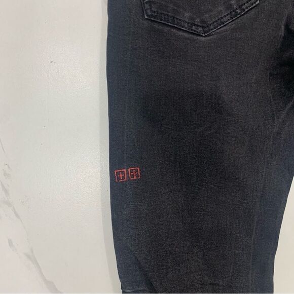 KSUBI Black Jeans Men’s 31 Chitch Laid Red Crosses Slim Fit Denim - Picture 12 of 14